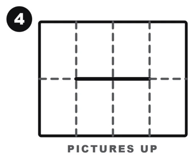 Step 4 diagram: Open it out flat, pictures up